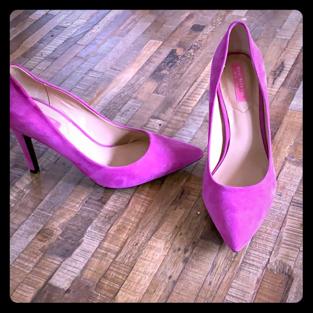 Isaac Mizrahi leather upper rouge pink pumps
